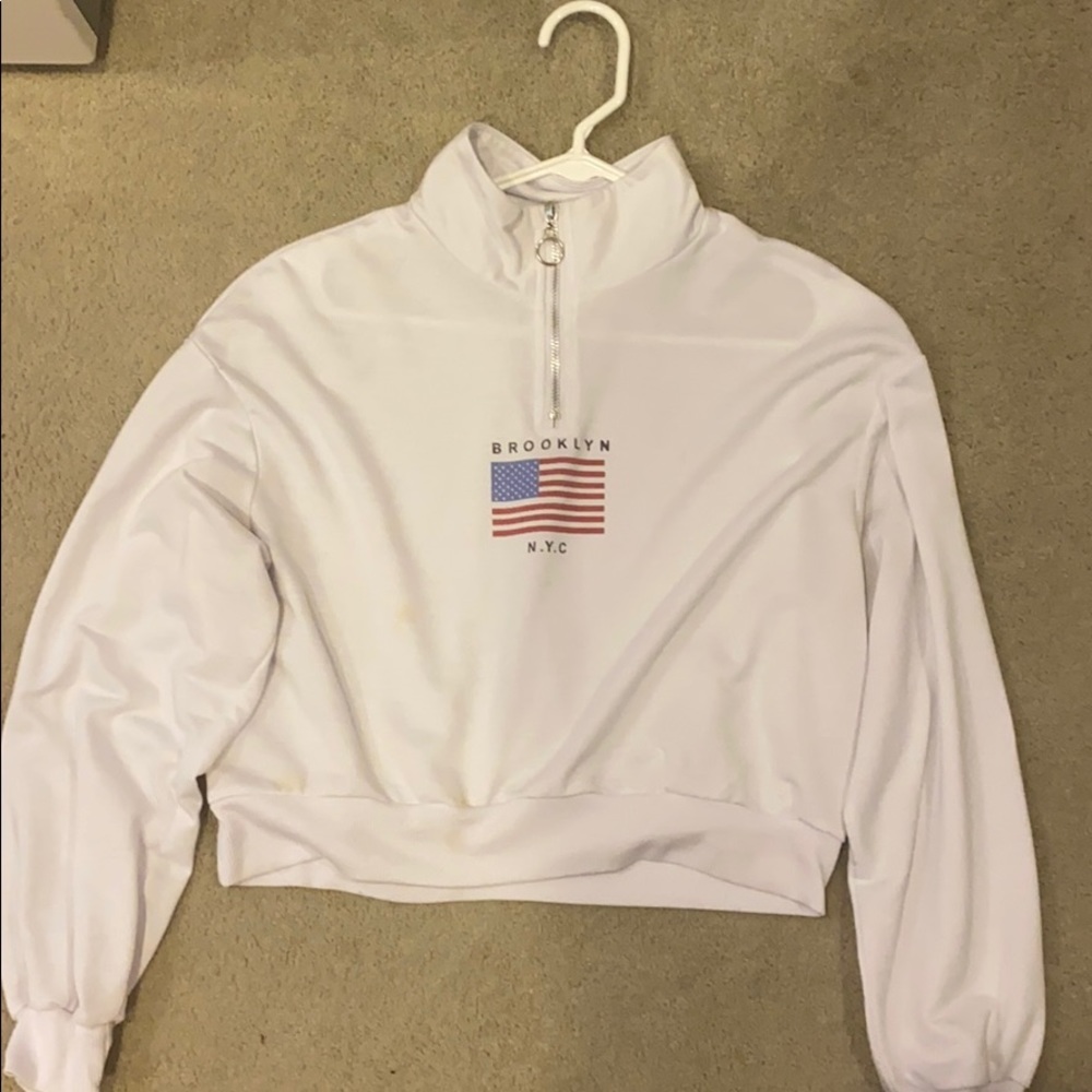 Cropped quarter zip light sweater